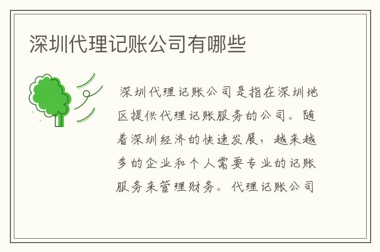 深圳代理记账公司有哪些