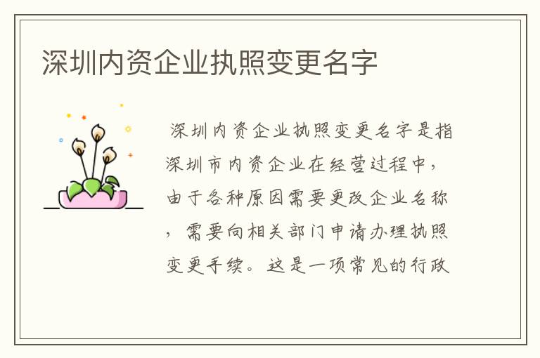 深圳内资企业执照变更名字