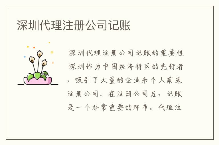 深圳代理注册公司记账
