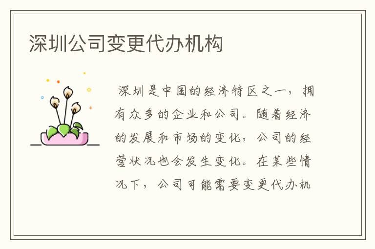 深圳公司变更代办机构