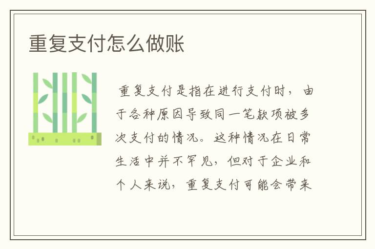 重复支付怎么做账