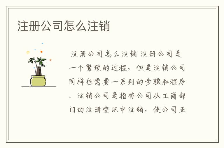注册公司怎么注销