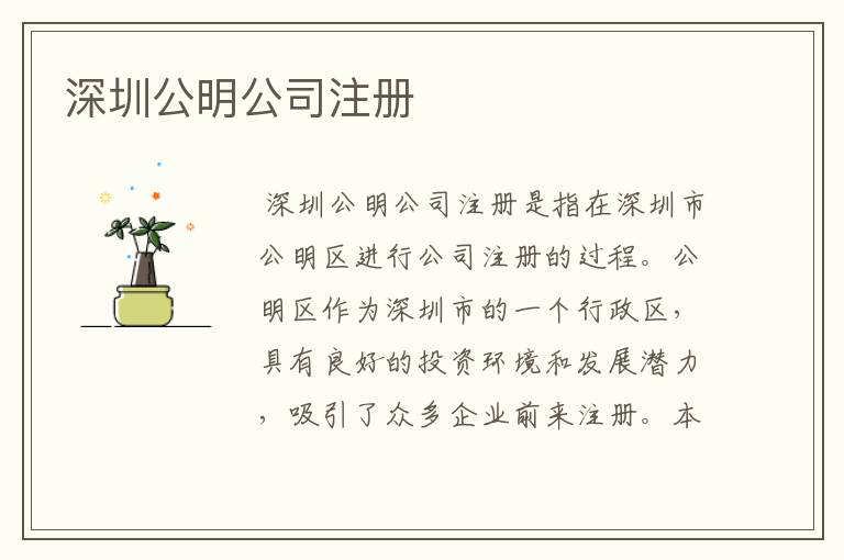 深圳公明公司注册