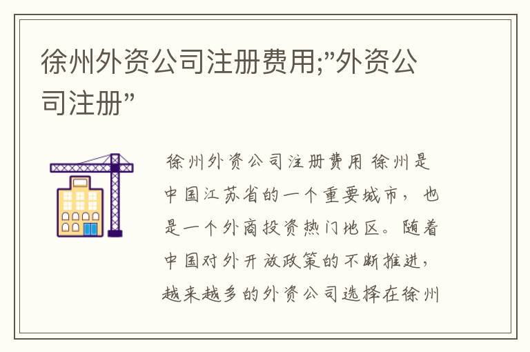 徐州外资公司注册费用;