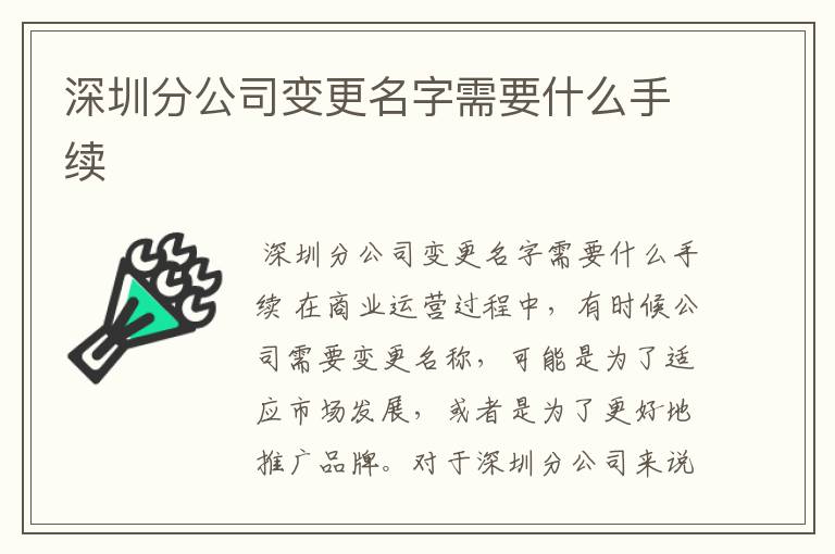 深圳分公司变更名字需要什么手续