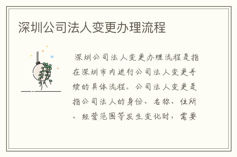 深圳公司法人变更办理流程