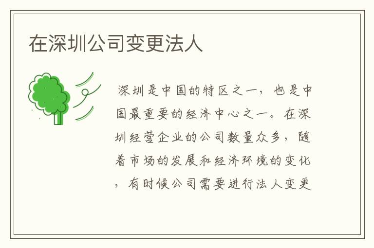 在深圳公司变更法人