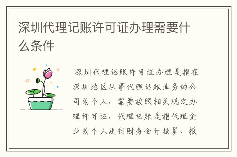 深圳代理记账许可证办理需要什么条件
