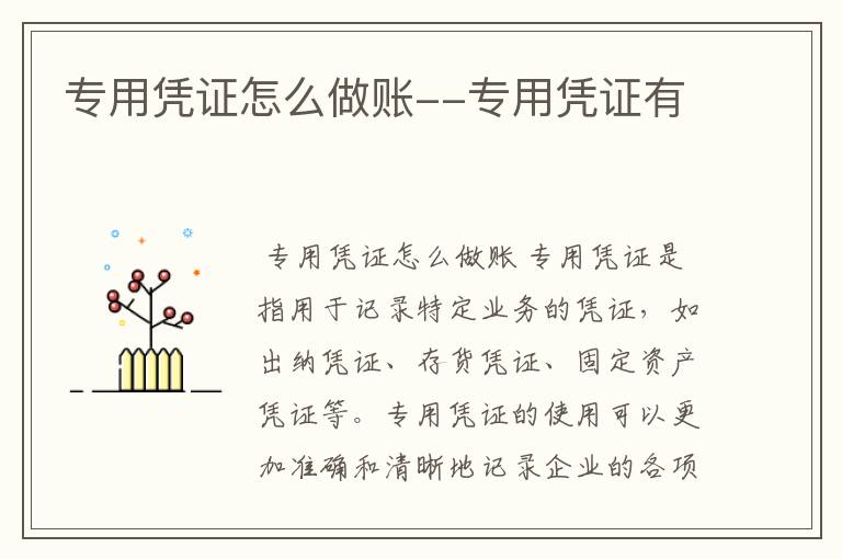 专用凭证怎么做账--专用凭证有