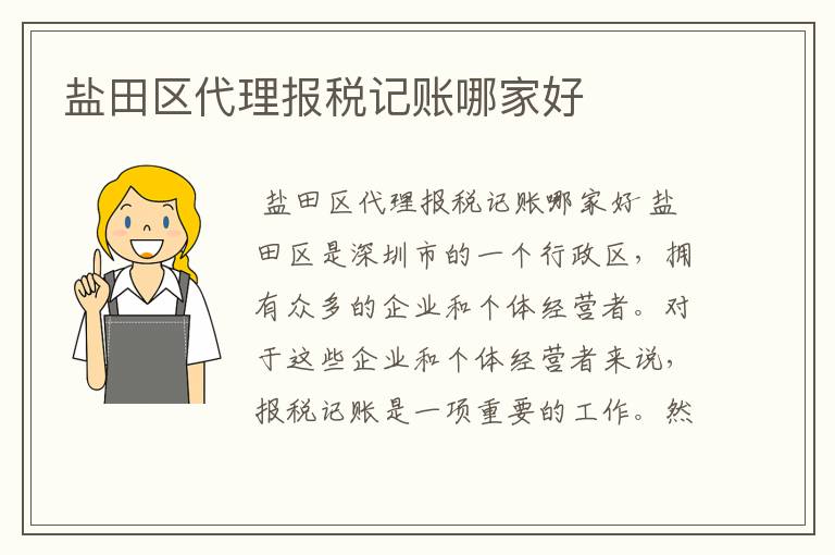盐田区代理报税记账哪家好