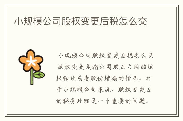 小规模公司股权变更后税怎么交