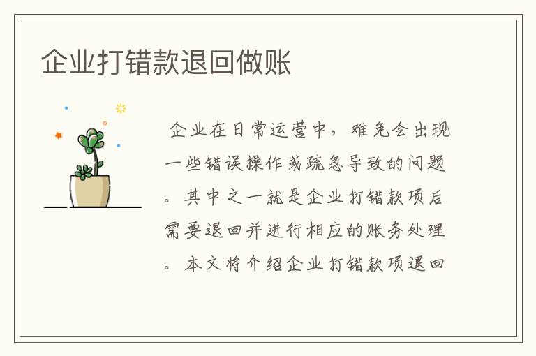企业打错款退回做账