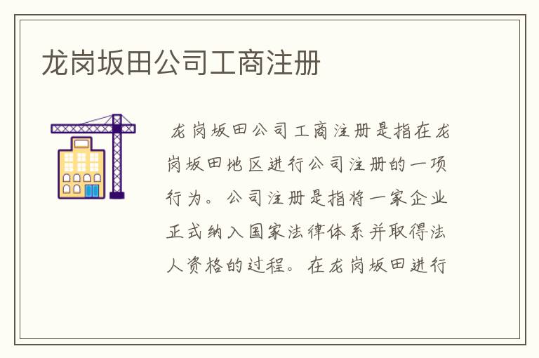 龙岗坂田公司工商注册