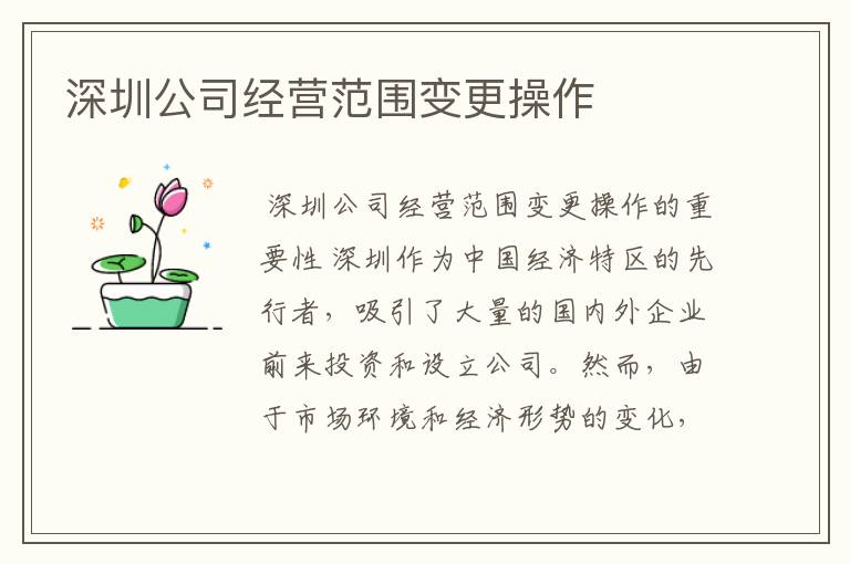 深圳公司经营范围变更操作
