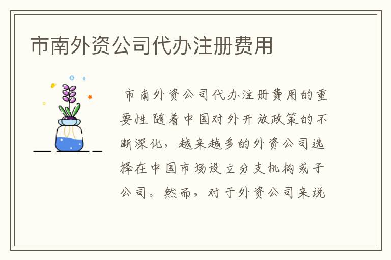 市南外资公司代办注册费用