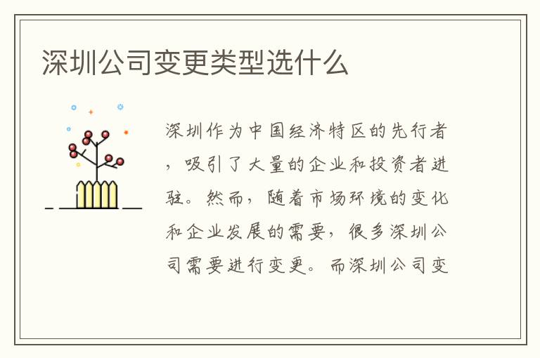 深圳公司变更类型选什么