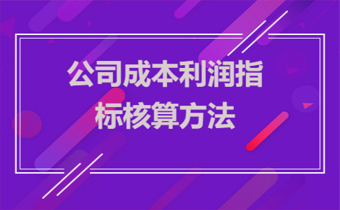 公司成本利润指标核算方法