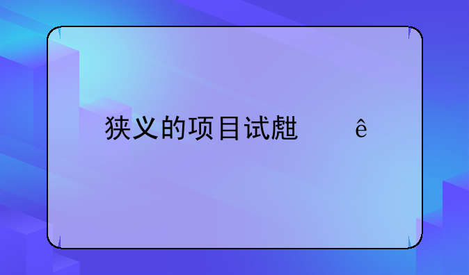狭义的项目试生产