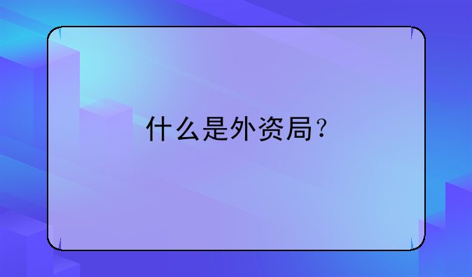 什么是外资局?