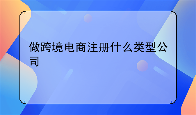 做跨境电商注册什么类型公司