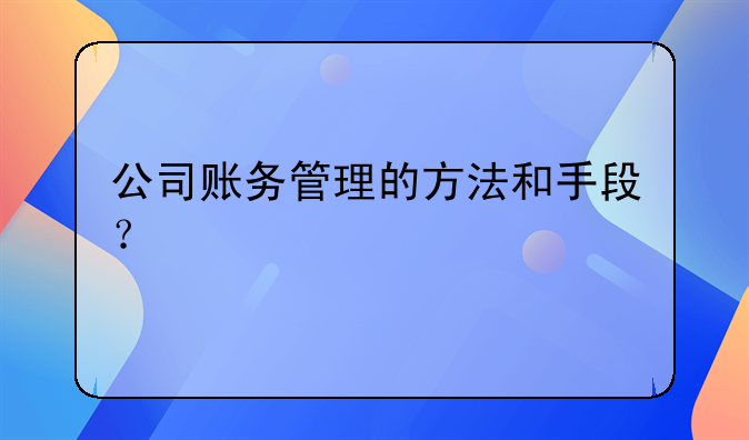公司账务管理的方法和手段？