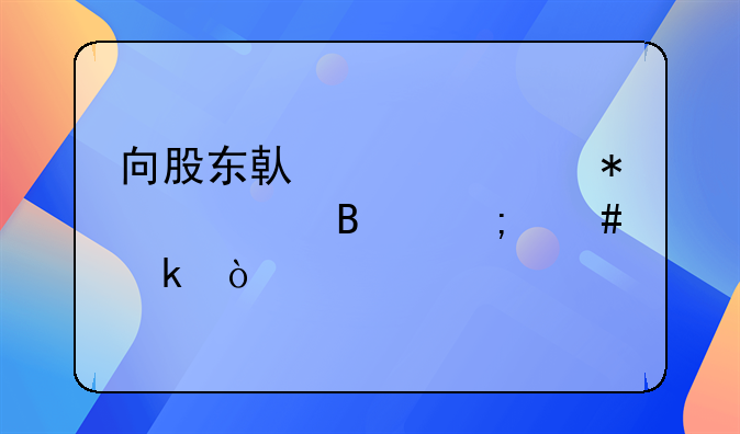 向股东借款账务处理怎么做？