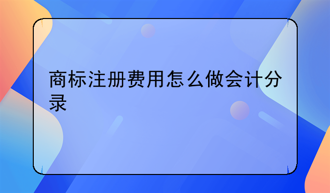 商标注册费用怎么做会计分录