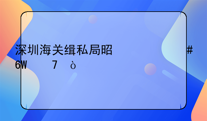 深圳海关缉私局是什么单位？