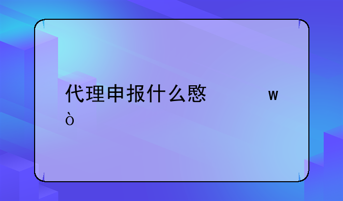 代理申报什么意思？