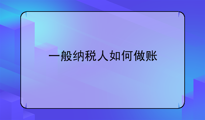 一般纳税人如何做账