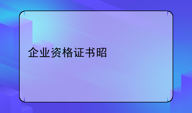 企业资格证书是什么