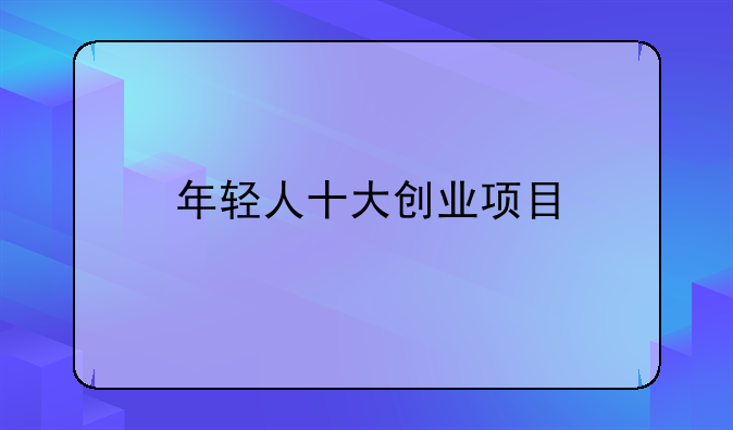 年轻人十大创业项目