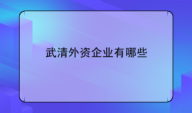 武清外资企业有哪些