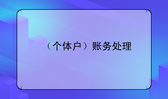 （个体户）账务处理