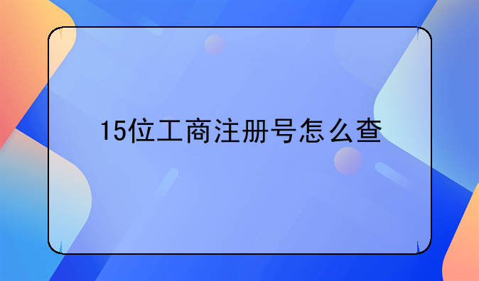 15位工商注册号怎么查