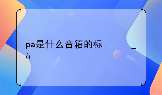 pa是什么音箱的标志？