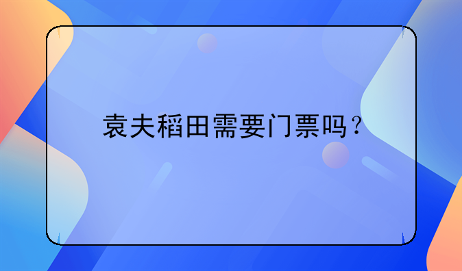 袁夫稻田需要门票吗?