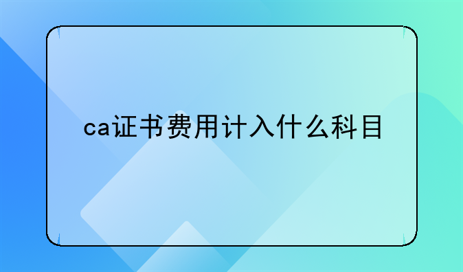 ca证书费用计入什么科目
