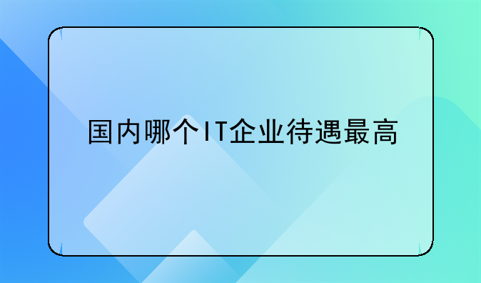 国内哪个IT企业待遇最高