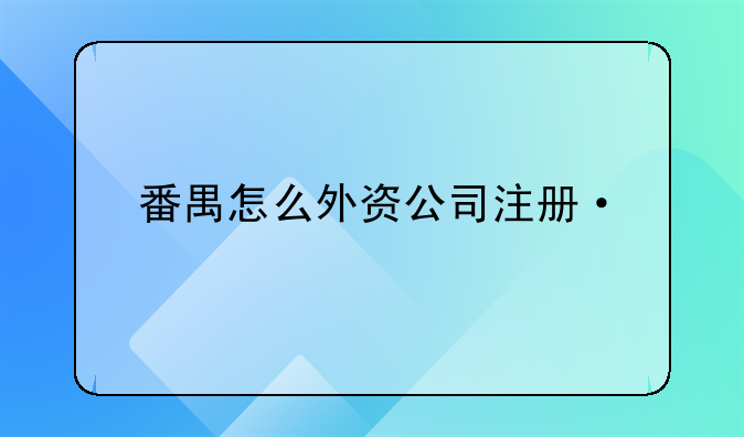 番禺怎么外资公司注册·