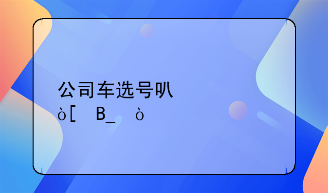 公司车选号可以自编吗？