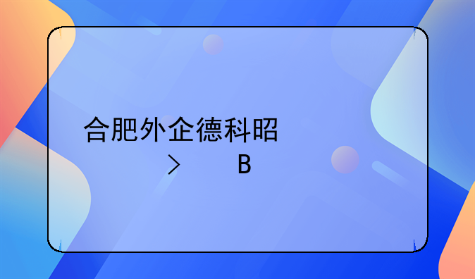 合肥外企德科是大公司吗