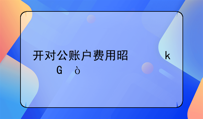 开对公账户费用是多少？