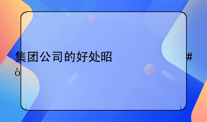 集团公司的好处是什么？