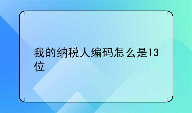 我的纳税人编码怎么是13位