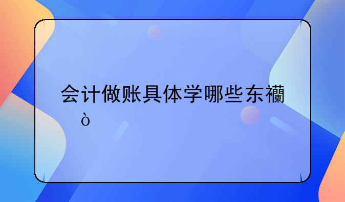 会计做账具体学哪些东西？