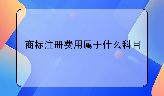 商标注册费用属于什么科目