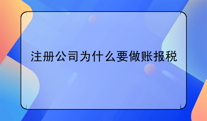 注册公司为什么要做账报税
