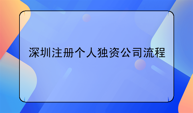 深圳注册个人独资公司流程