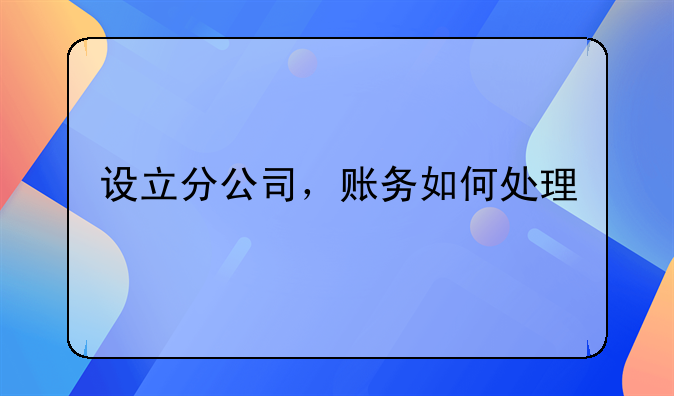 设立分公司，账务如何处理